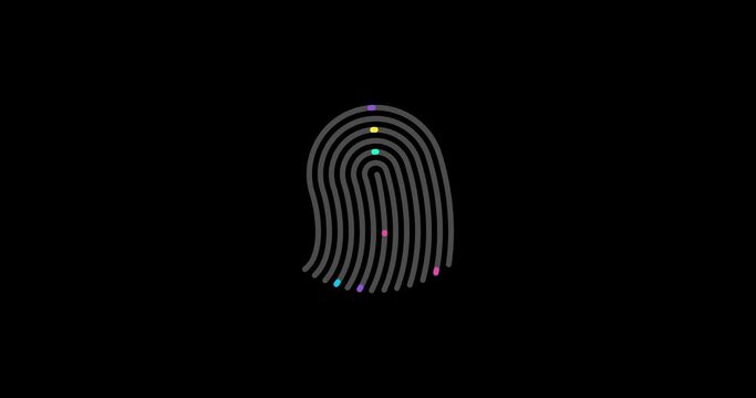 Stylized Finger print animated icon. Fingerprint lock secure concept motion design. Security logo icon animation of unique fingerprint.