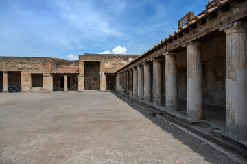 An ancient Roman courtyard in Pompeii, Italy