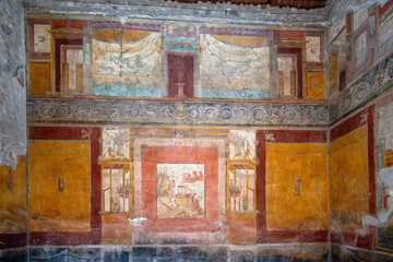  Another Ancient Roman frescos on a wall in Pompeii, Italy