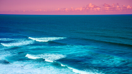 White sea waves rolling in to the Caribbean shore in Old San Juan, Puerto Rico