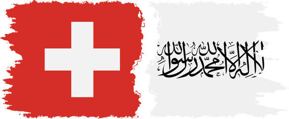 Fototapeta premium Afghanistan and Switzerland grunge flags connection vector