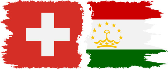 Tajikistan and Switzerland grunge flags connection vector