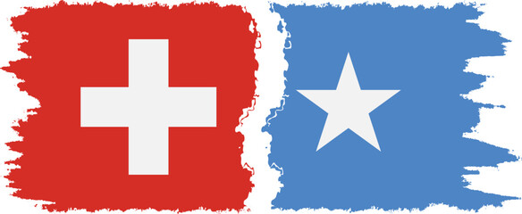 Somalia and Switzerland grunge flags connection vector