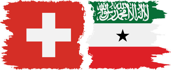 Somaliland and Switzerland grunge flags connection vector