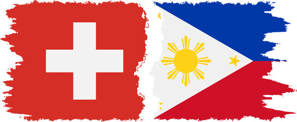 Philippines and Switzerland grunge flags connection vector