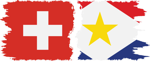 Obraz premium Saba and Switzerland grunge flags connection vector