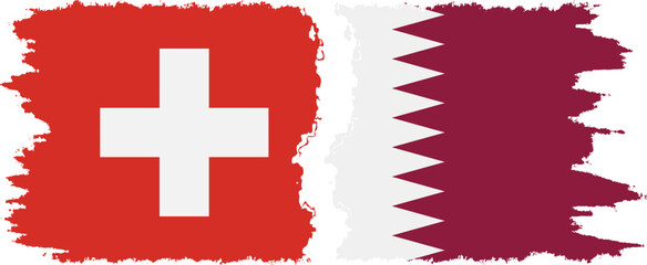 Fototapeta premium Qatar and Switzerland grunge flags connection vector