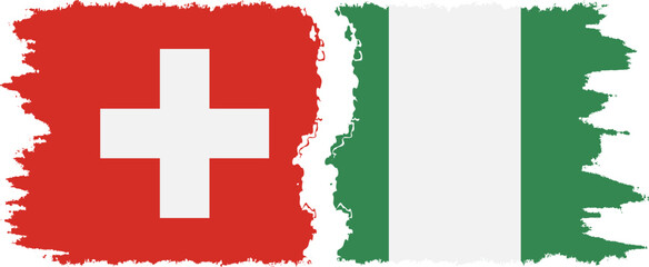 Nigeria and Switzerland grunge flags connection vector