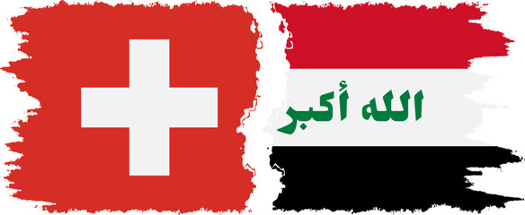 Iraq and Switzerland grunge flags connection vector