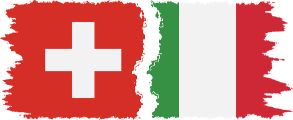 Fototapeta premium Italy and Switzerland grunge flags connection vector