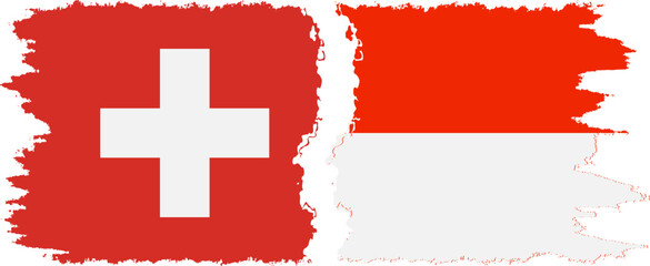 Indonesia and Switzerland grunge flags connection vector