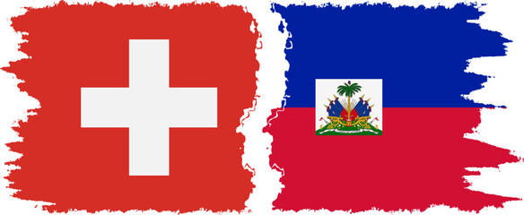 Haiti and Switzerland grunge flags connection vector