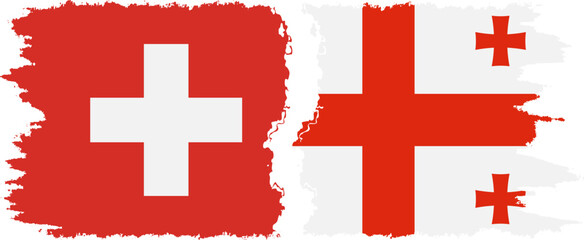 Georgia and Switzerland grunge flags connection vector