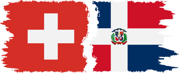Dominican Republic and Switzerland grunge flags connection vector