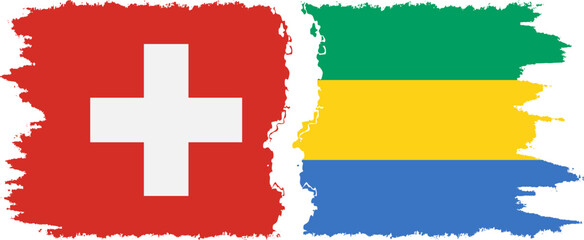 Gabon and Switzerland grunge flags connection vector