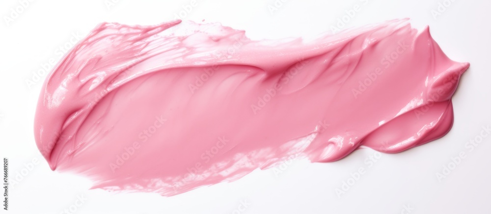 Poster a hint of pink lipstick adds a pop of color to a white background. the magenta hue stands out like a