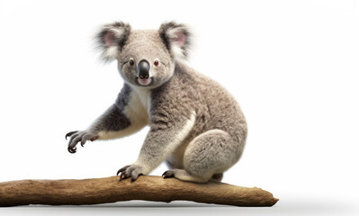 Koala Bear climbs on a branch