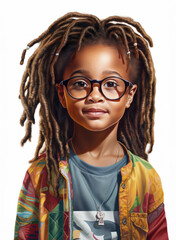 Little afro american boy with eye glasses