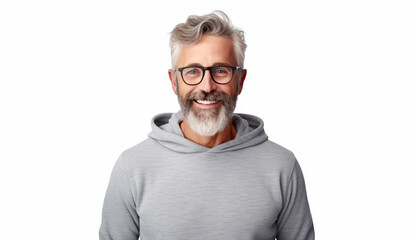 Relaxed grey hair man in his sixties