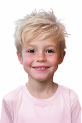 Smiling little boy with bright blonde hair