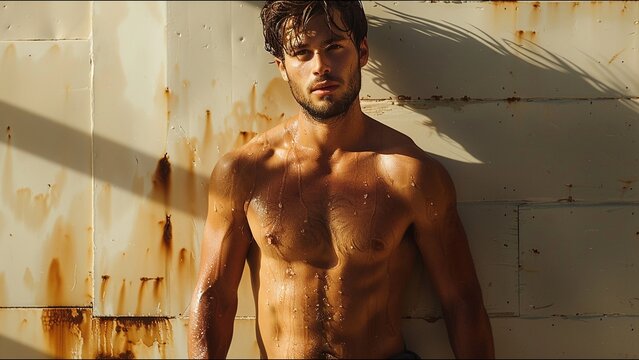 Hot Guy Surfer Tan Athletic Male Model Hunk Attractive Man