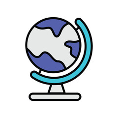 globe icon with white background vector stock illustration