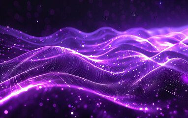 Fototapeta premium Abstract dynamic wave glitter particles background. Sound and music visualization wallpaper. Digital technology background.