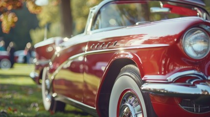 Vintage Car Shows Cinematic captures of vintage car shows and concours delegance events featuring meticulously maintained class  AI generated illustration - obrazy, fototapety, plakaty