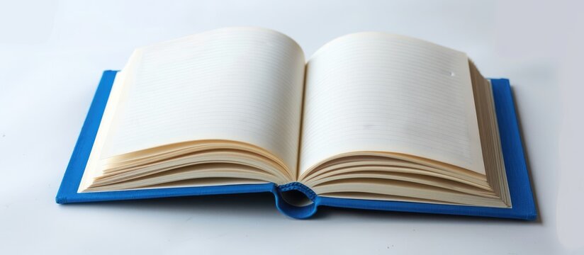 A blue notebook with closed pages displayed alone on a white background.