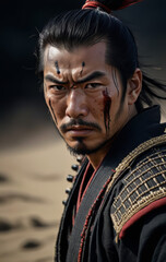Samurai looking at enemy