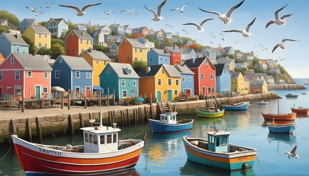 Paint A Picture Of A Quaint Seaside Town With Colo Upscaled 5