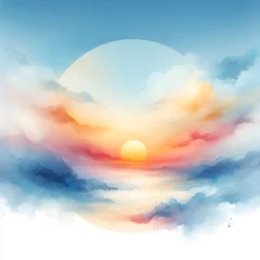 Rolgordijnen watercolor painting sky landscape © 혜령 이