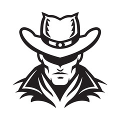 Man in cowboy hat, Vector Illustration