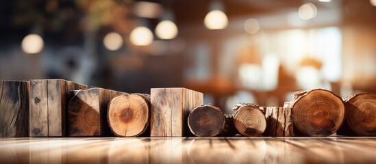 Close up of a single wooden block surrounded by multiple pieces of different types of wood
