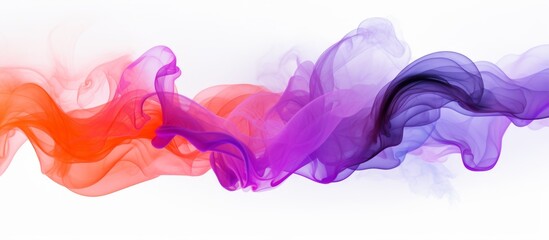 An artistic display of purple, magenta, violet, and paint creating a wave of colorful smoke on a...