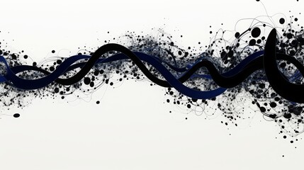 Abstract illustration of a very rough or tattered black and blue banner on a white background