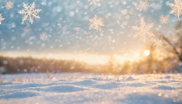 winter light blue background with snowflakes