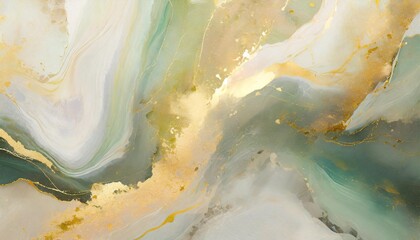 abstract marble marbled ink painted painting texture luxury background banner green waves swirls gold painted splashes