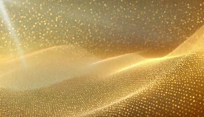 digital golden particles wave and light abstract wide screen background with shining dots