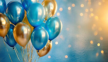 blue helium balloons on blue background with copy space decoration for a birthday party concept of happiness and celebration blue balloons background for wedding anniversary