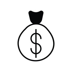 money bag icon with white background vector stock illustration