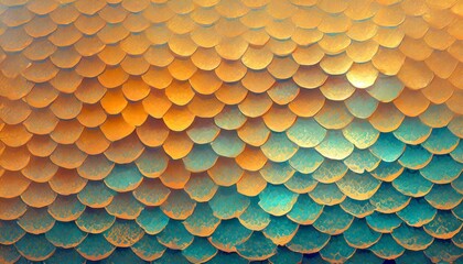 ai generated illustration of blue and orange reflections on dragon scales background
