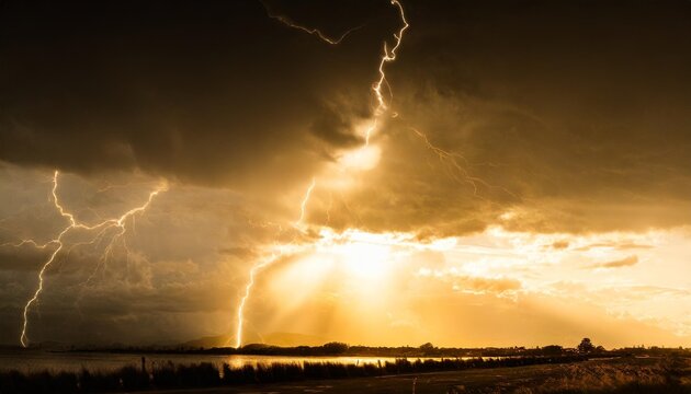 lightning strikes on a black background