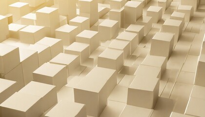 randomly positioned and scaled white cube boxes block background wallpaper banner geometry pattern with copy space