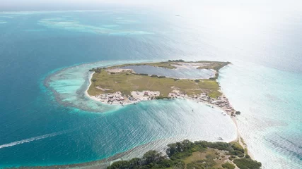 Foto op Canvas Beautiful virgin islands with crystal clear waters in the Caribbean Sea drone shots. Los Roques Venezuela © carlosagonzalezq