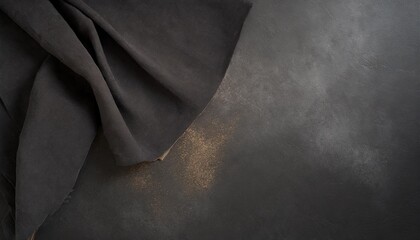 black cloth shot on a dark moody black concrete background