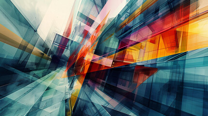 Enter the realm of abstract architecture with a striking background. - obrazy, fototapety, plakaty