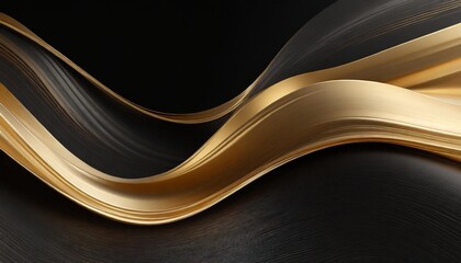 abstract black gold 3d wave background golden wave on black background luxury modern concept luxury swirling black gold background modern gold black abstract wave curved background for design - obrazy, fototapety, plakaty