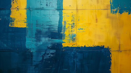 Transform your artwork with the striking visual impact of this yellow and blue composition. - obrazy, fototapety, plakaty