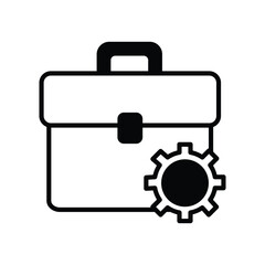 briefcase with gears icon with white background vector stock illustration